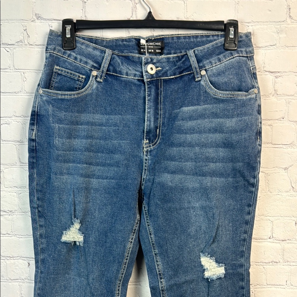 BloomChic Blue Skinny Jeans with Distressed Details - Picture 4 of 6